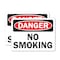 Signmission No Smoking Danger Sign, Vinyl Decal, 14in W x 10in L, 2PK OS-2PACK-DS-D-1014-L-19452 - alternate 1